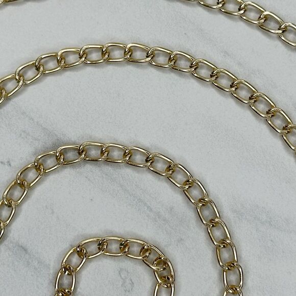 Gold Tone Skinny Chain Link Belt with Bar Details Y2K Festival ✨ - Picture 8 of 12